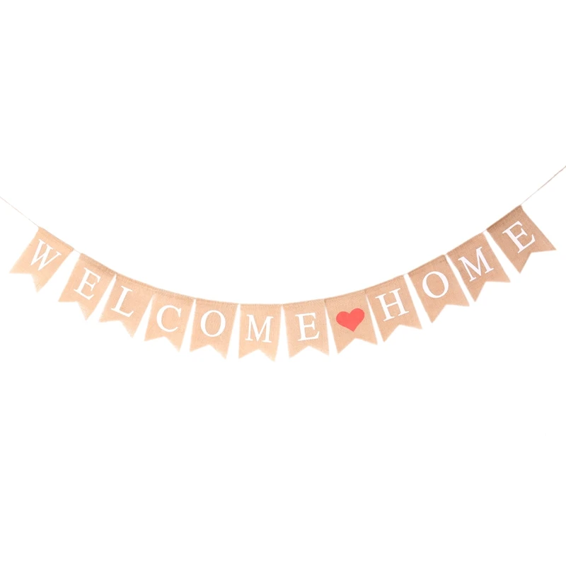 

New Welcome Home Banner Burlap Sign Party Buntings For Welcome Party Great For Baby Shower, Wedding Home Party Decor