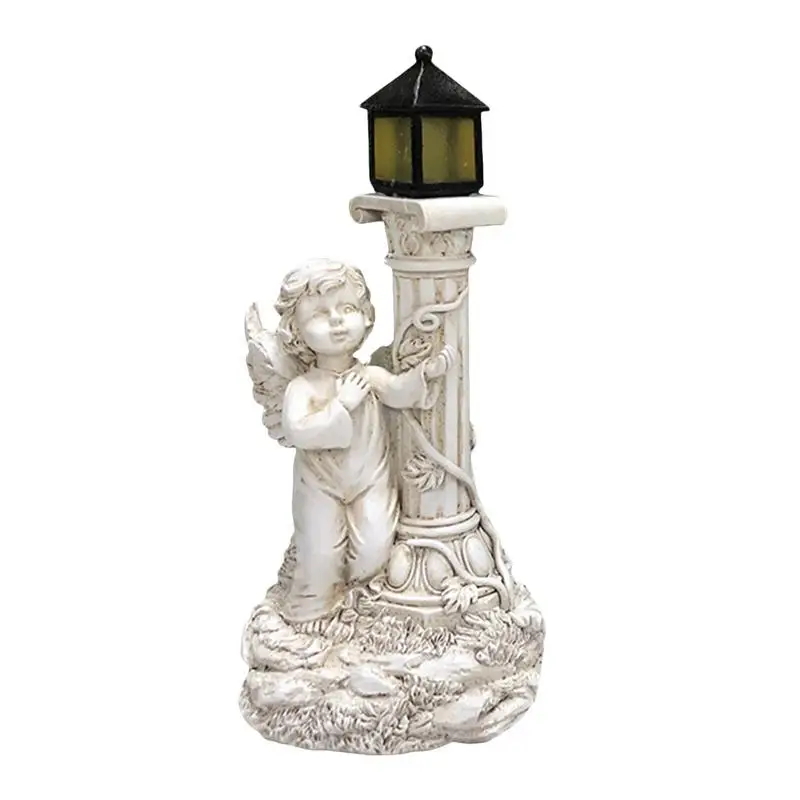 

Angel Solar Light Garden Statues Waterproof Solar Cherub Angel Garden Statue With Roma Pillar Angel Solar Sculpture Decorative