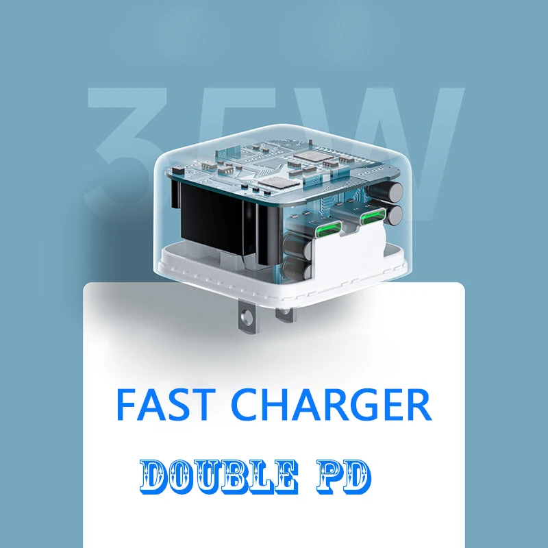 Зарядное устройство с двумя портами PD + QC3.0 40 Вт штепсельная вилка стандарта