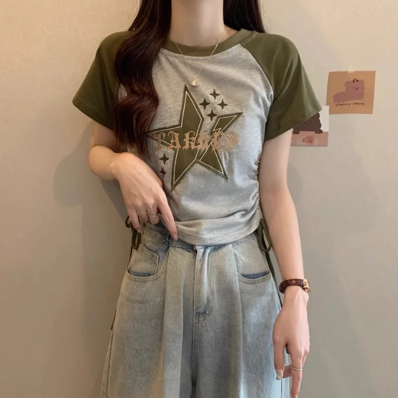Футболки в стиле Харадзюку с графическим принтом звезд пуловер контрастных