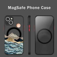 mountain at sunrise phone case for iphone 13 12 mini pro max matte transparent super magnetic magsafe cover