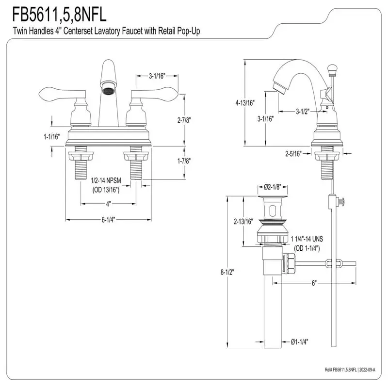 

FB5618NFL 4 дюйма Centerset для ванной комнаты кран, матовый никель