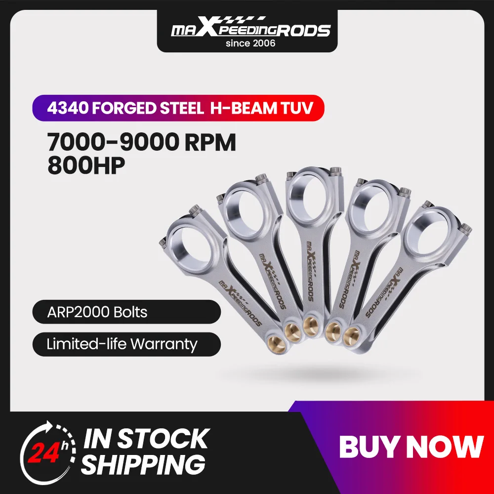 

4340 Forged H-Beam Connecting Rods+ARP2000 Bolts Set for Volvo S60 R 2.5L 143mm 5.630" Bielle Pleuel