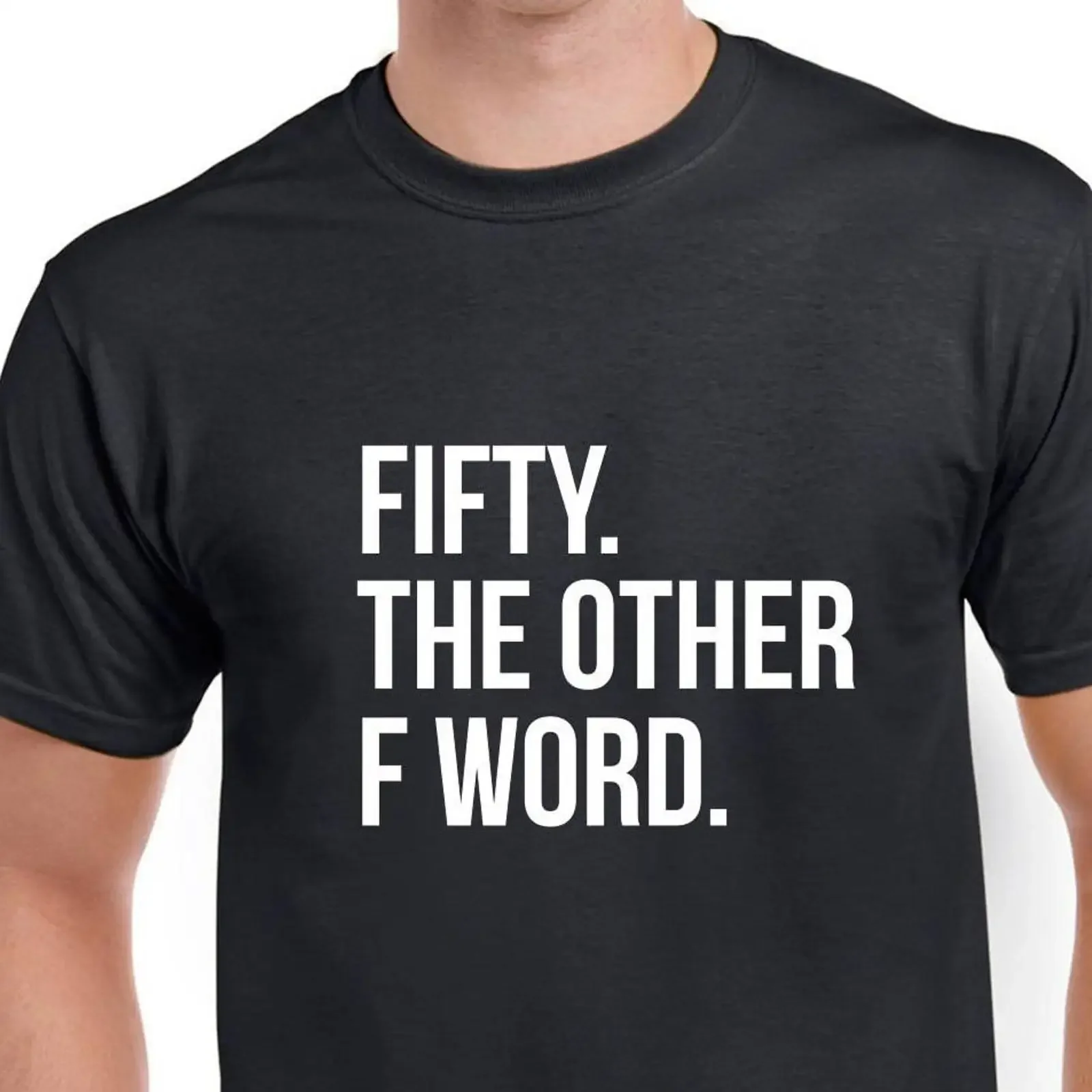 Фото Футболка «Fifty The Other F Word» с забавным принтом на 50-летие для мужчин, пап, друзей, винтажная, универсальная, стильная, удобная №1