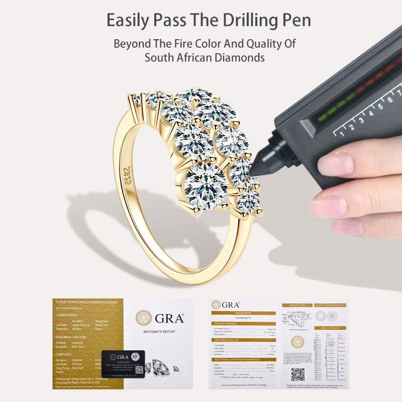 3 26 cttw D цветное полное Муассанит роскошное кольцо S925 100% Серебро Оригинальное