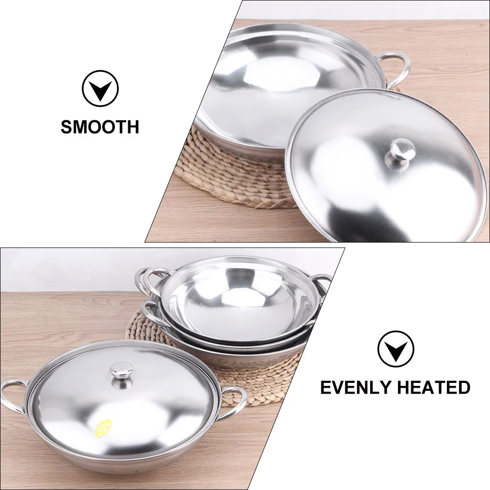 

Cover Stove Stainless Steel Cook Pot Seafood Making Camping Cooking Pan Supplies Handle Hot-pot Fry Lid Frying Dry