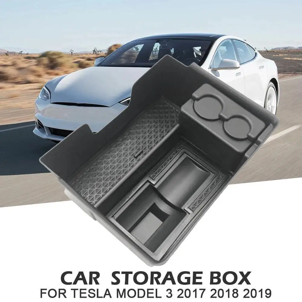 

Car Central Control Organizer Armrest Modified Storage Box For Tesla Model 3 Y Center Console Plastic Plug In Stowing Tidying