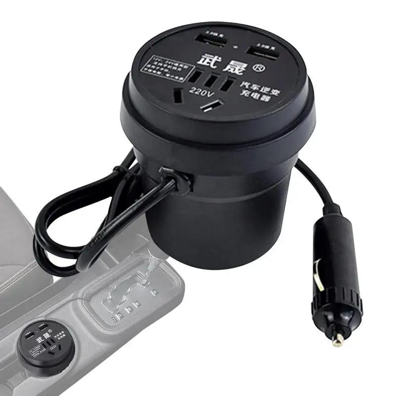 

Автомобильный инвертор напряжения 12 В/24 В до 220 В, многофункциональное автомобильное зарядное устройство, розетка, адаптер с двумя USB-портами, автомобильный преобразователь питания для