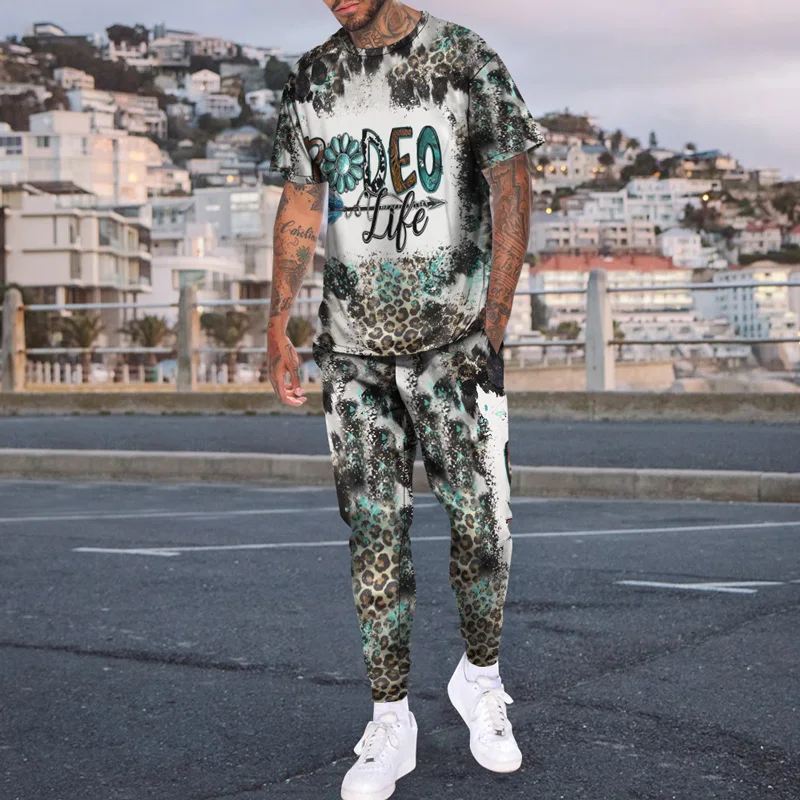 Men's Summer Tracksuit Short Sleeve T-Shirt+Trousers Set Casual Stylish Streetwear Fashion Outfit Male Clothing Oversized Suit