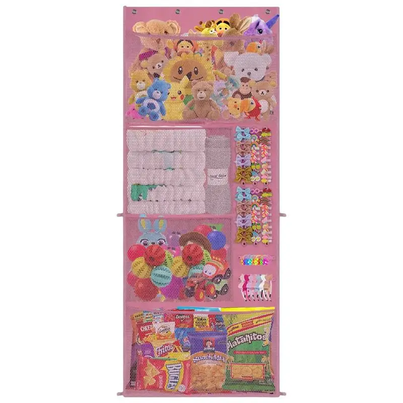 

Behind Door Storage Organizer Plush Animal Storage With Mesh Net Pockets Hangings Stuffed Animal Storage For Kids Accessories