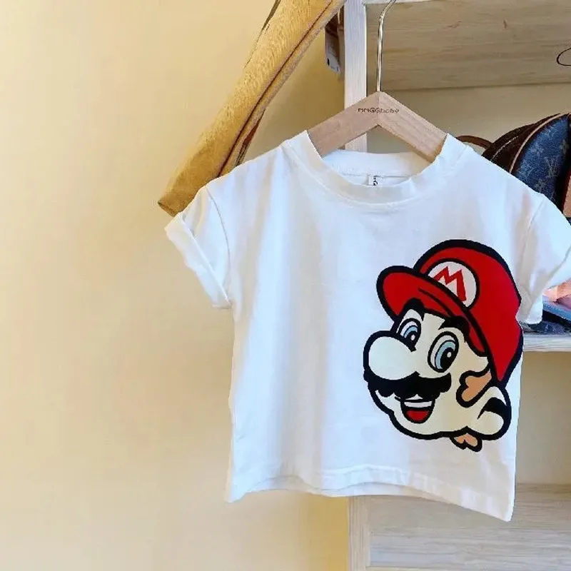 

Cotton Children's Short Sleeve T-shirt 2023 New Summer Boys and Girls' Top T-shirt Korean Loose Top Baby Cartoon T-shirt