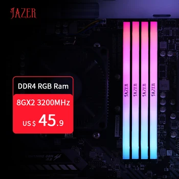 JAZER RGB RAM 16GB(8GBx2) 3200MHz 3600MHz DDR4 DIMM Memoria Ram RGB DDR4 32G(16GX2) 3200MHz 3600MHz PC4 Desktop Rams 1