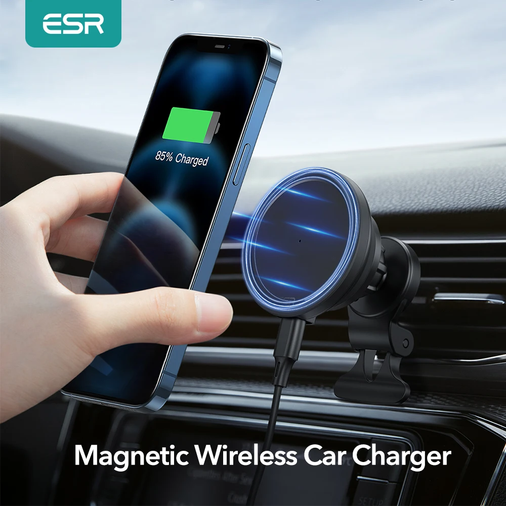 

ESR Wireless Car Charger for iPhone 13 Pro Max Detachable Magnetic Charging Pad Mode for iPhone 12 Pro Support for MagSafe Mount