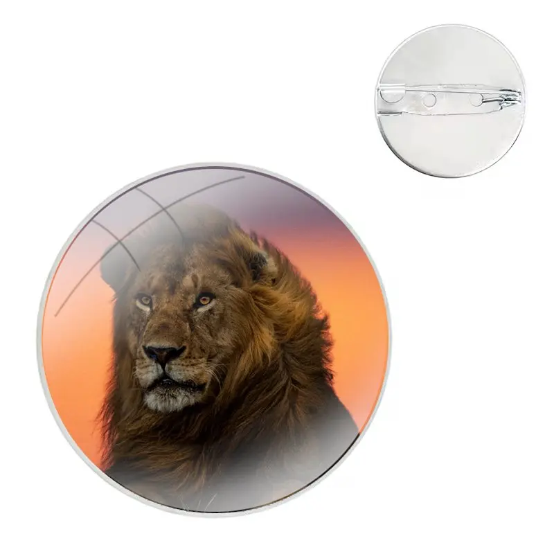 Брошь в виде стеклянного купола с изображением короля льва аксессуары для одежды