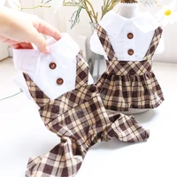 plaid print dog jumpsuit for small medium dogs french bulldog pajama cat pet dress puppy clothes chihuahua overalls puppy