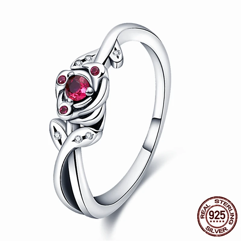 

Hot Sale Silver Color Beauty and the Beast Rose Ring For Women Original Silver Color Rings Brand Jewelry Gift Customized Jewelry