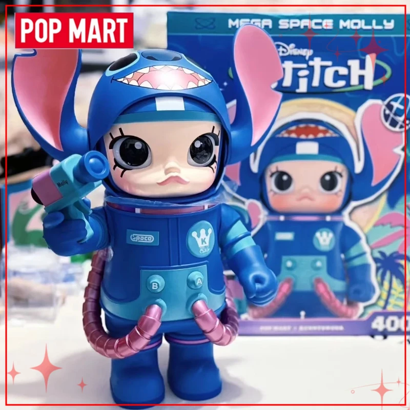 Фото Оригинальная кукла POP MART MEGA SPACE MOLLY 400% Stitch, уникальная, для детей, большие куклы-компаньоны №3