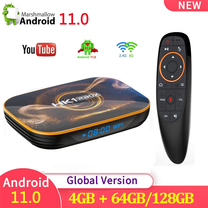 

ТВ-приставка HK1 RBOX на Android 11, 2022 дюйма, 4 + 64/128 ГБ