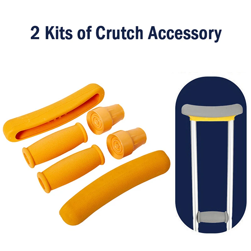 

Breathable Yellow Rubber Underarm Cushions Hand Grips Crutches Tips Feet Caps Replacement Part Safety Crutches