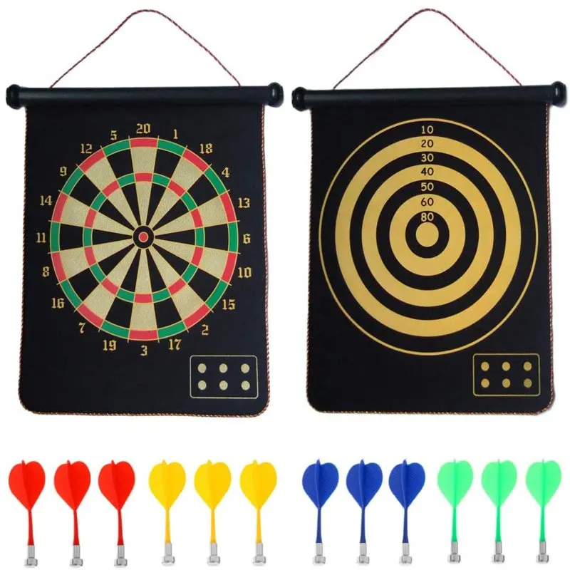 

, Игры для использования в помещении и на открытом воздухе для детей с 12 дартами, семейными играми, двусторонним набором Rollup для подарков