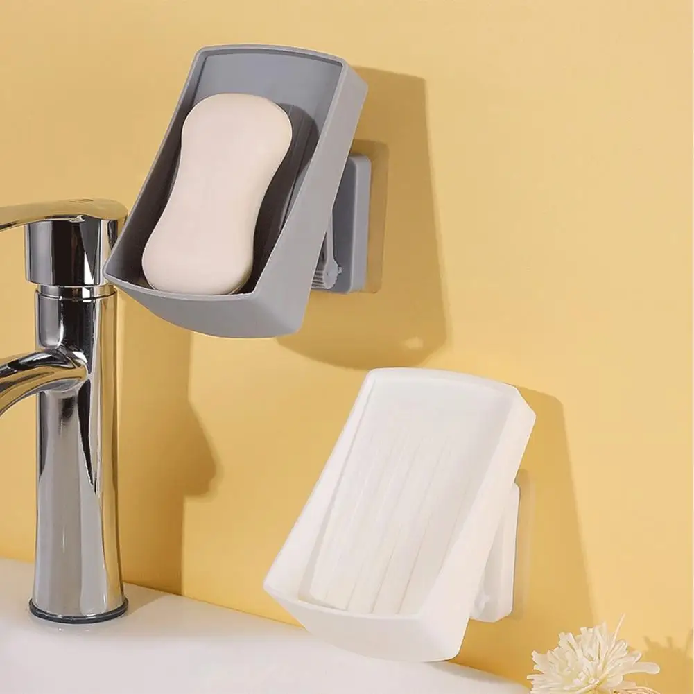 

Wall Mounted Folding Design Soap Box Plastic Practical Load Bearing Soap Case Home Supplies