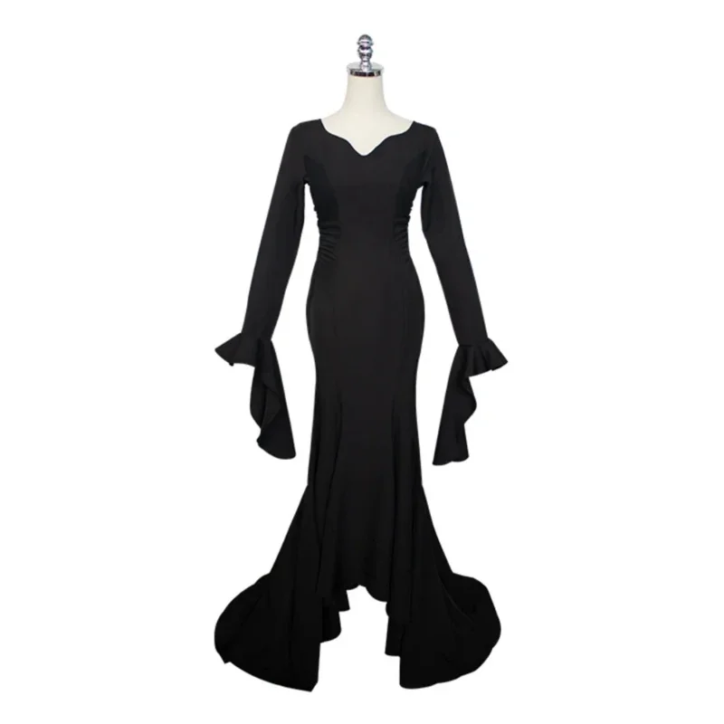 Костюм для косплея Morticia Addams WedMedieval Vampire черное сексуальное вечернее платье