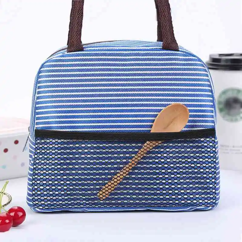 

Waterproof eat for Lunch Thermal Lunchbox Picnic Striped Case Insulated