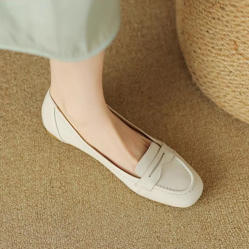 Туфли женские кожаные люксовые повседневные лоферы удобная уличная модная обувь