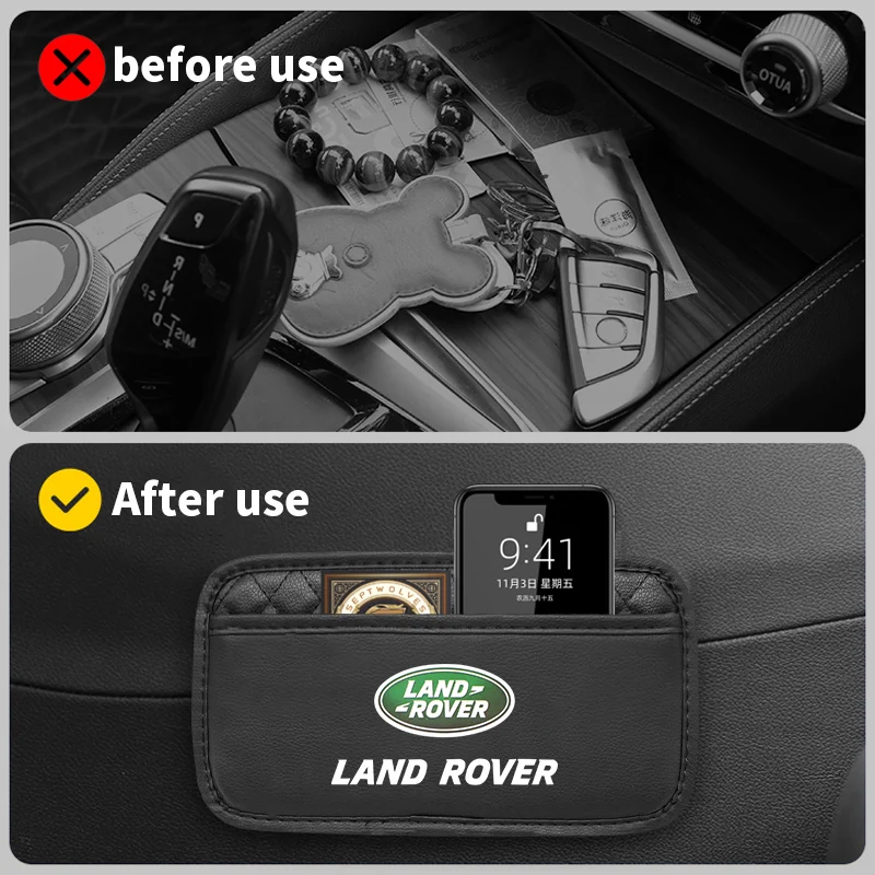 

Car Storage Pocket Leather Seat Back Bag Accessories For Land Rover Discovery 2 3 4 5 Freelander Range l320 l322 l405 lr2 n2 SVR