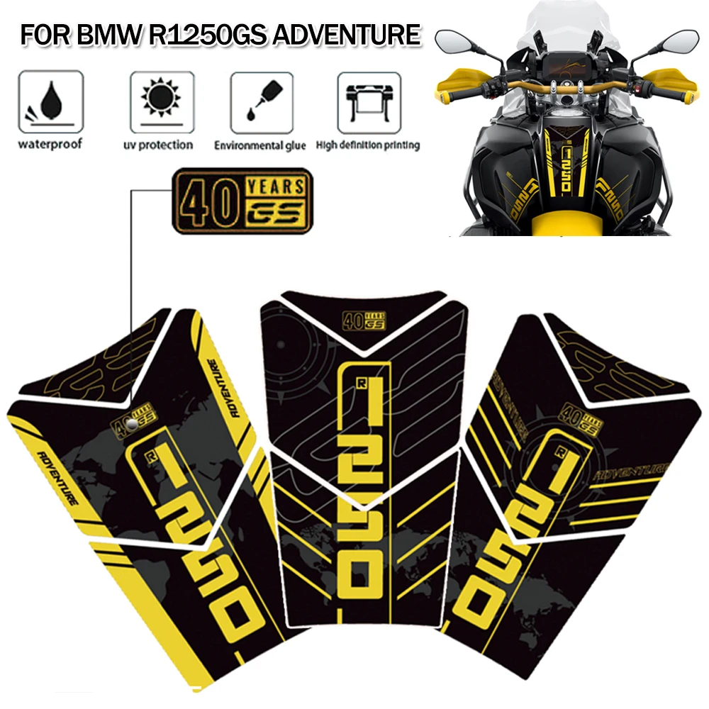 Наклейки на бак для BMW R1250GS Приключения тройной черный 2018-2021 ралли ЛС 40-летний