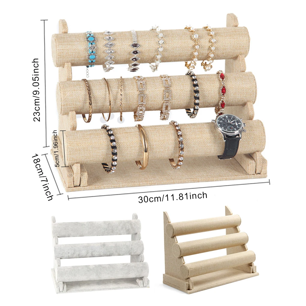 Female Three-layer Jewelry Organizer Bracelet Chain Fashion Display Stand Storage Hard Holder Desktop Craft Living