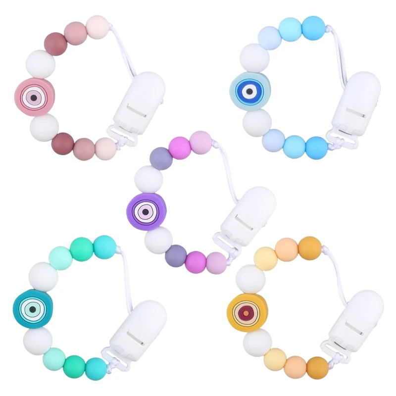 

Q1FE Cute Eyes Silicone Pacifier Clip for Babies Girls Boys Infant Teething Soothie Toy Cute Cartoon Pacifier Chain Holder