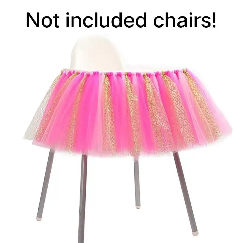

Креативная модная сетчатая пряжа для вечеринки, разноцветная юбка для детского стола 40 см, Декоративная скатерть для десертного стола, укра...