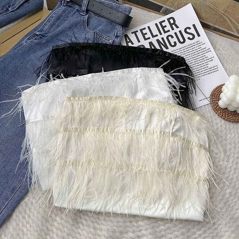 

Tassel Crop Top Women Camis Basic Strapless Backless Seamless Streetwear Elastic Sleeveless Casual Tank Tops Female Dropshipping