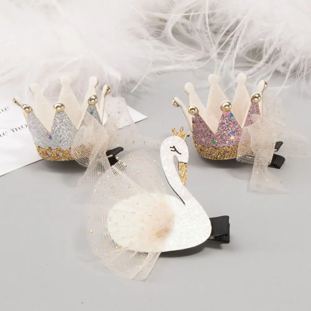

Barrettes Tutu Dress Ornament Swan Hair Accessory Children Girl Hairpin Crown Hair Clip Korean Style Hair Clip