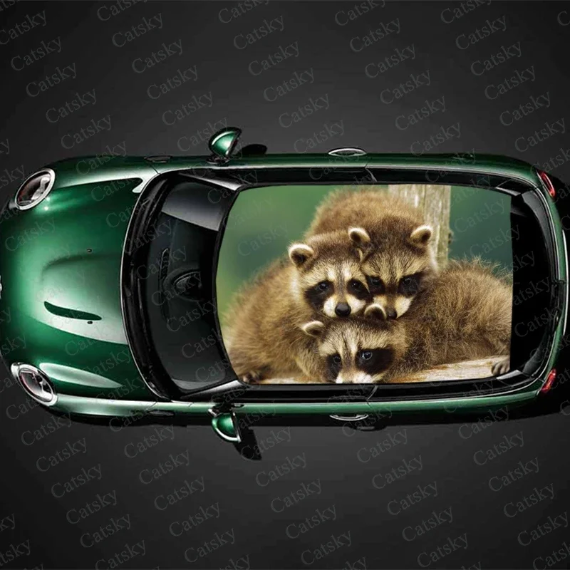 Симпатичная декоративная пленка в виде животного енота внедорожник наклейка на