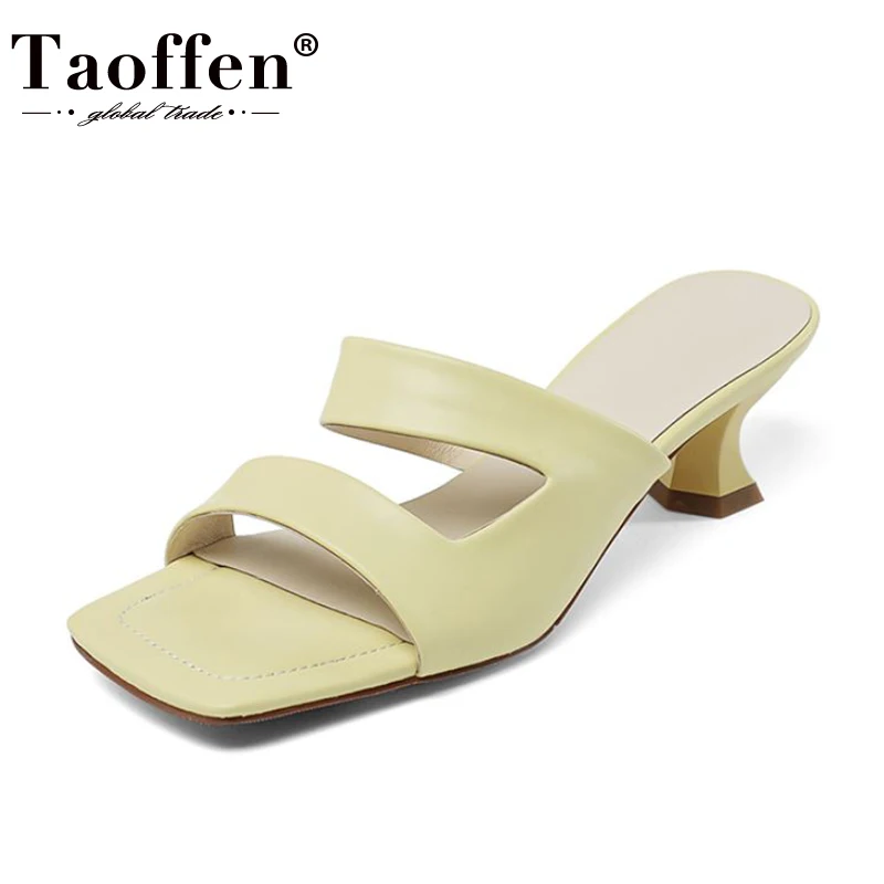 

Taoffen New 2022 Arrivals Women Sandals Real Leather Women Shoes Thick Heels Summer Party Ins Chic Ladies Footwear Size 34-39
