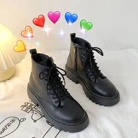 womens boots black lace martin boots womens 2022 new ins thick soled short boots and ankle boots thick heel platform shoes