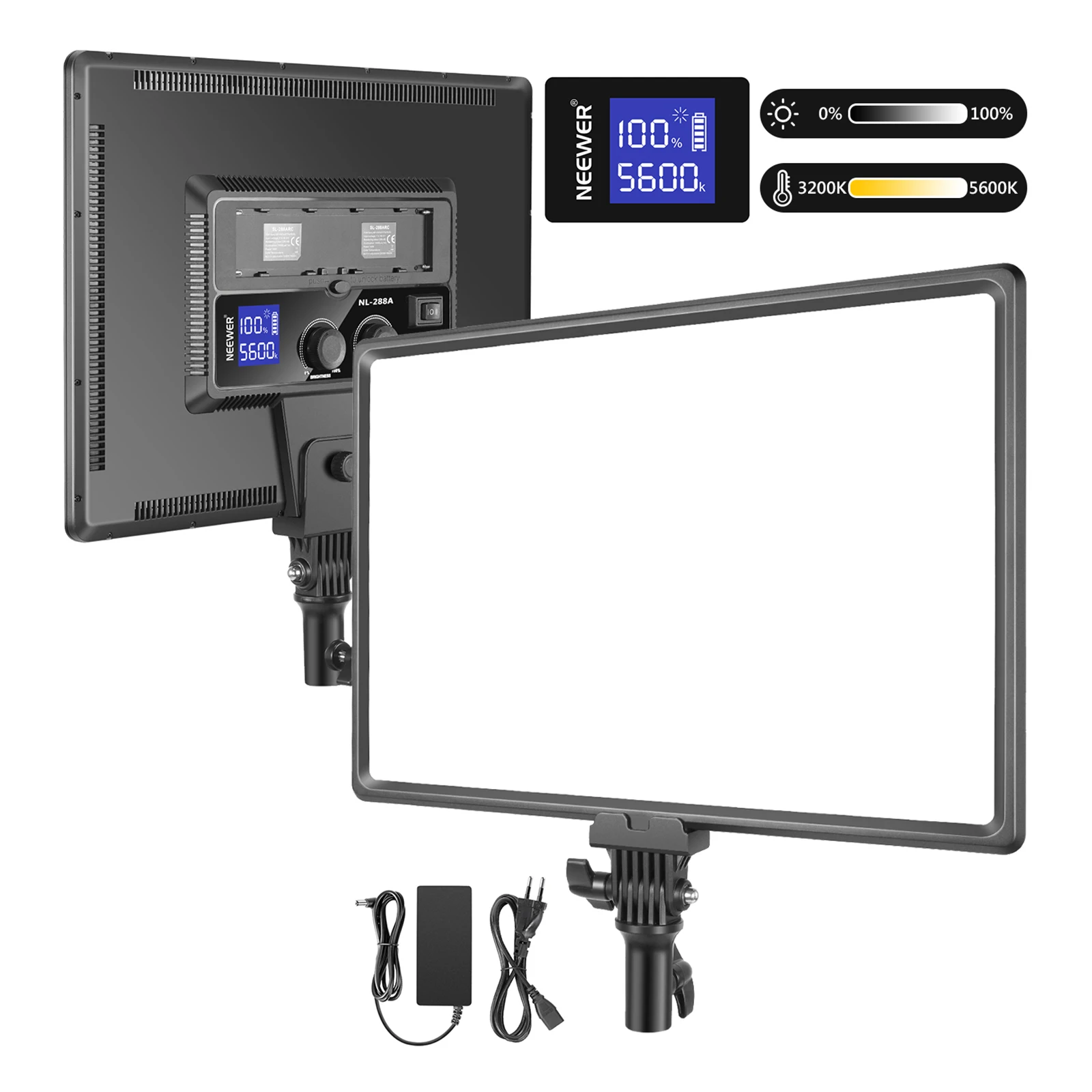 

Сверхтонкий светодиодный светильник Neewer для видеосъемки, мягкий светильник 40 Вт 3200K-5600K CRI95 + диммируемая Светодиодная панель с ЖК-дисплеем, ...