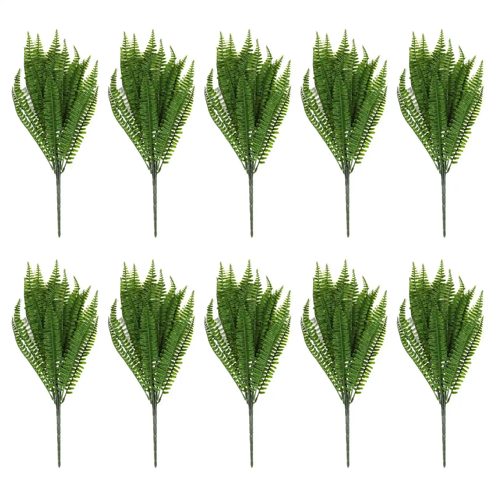 

10X 7 Branches Green Artificial Plant Floral Persian Leaf Flower Office Home Garden