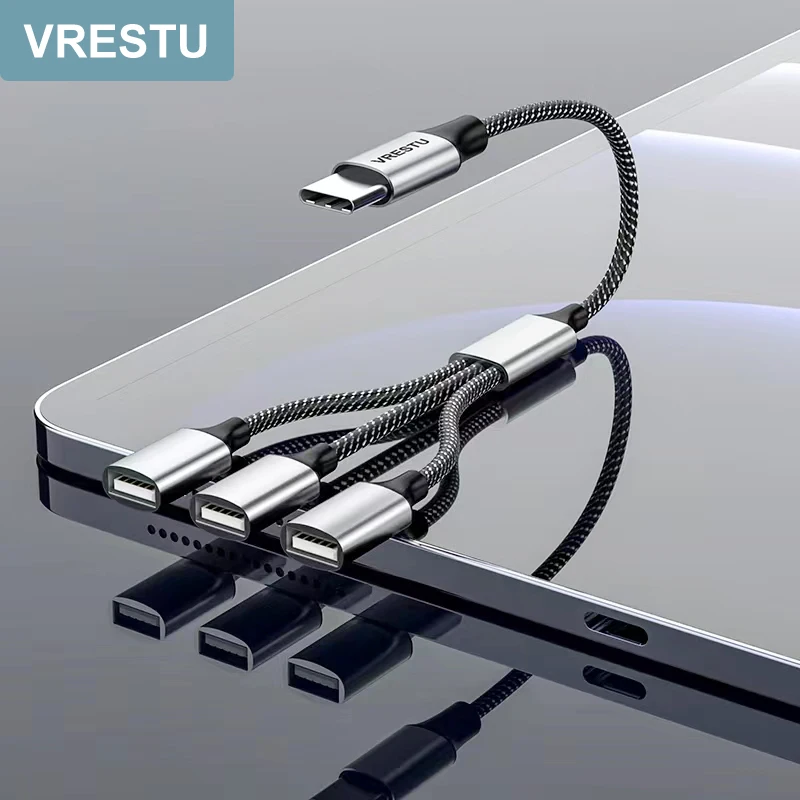 

Type C to 2 USB Adapter Data Power Output Supply OTG Convertor Cable Multiple Port USB 2.0 Dual Port for MacBook Pro Xiaomi USBC