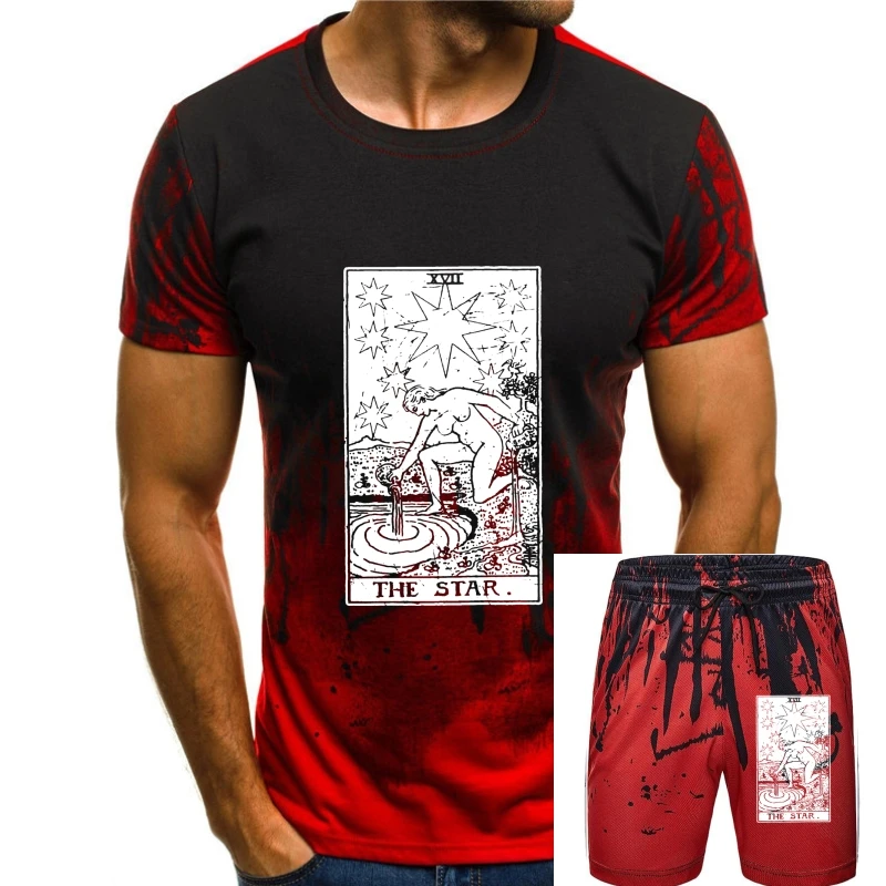 

Occult T Shirts Short Sleeve Tees Pure Cotton Clothes Tarot Card Major Men The Star Arcana Fortune Telling Printed T-Shirts