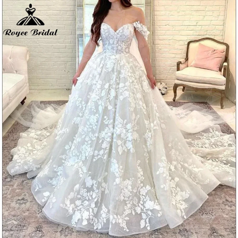 Roycebridal Роскошные кружевные свадебные платья с открытыми плечами и короткими