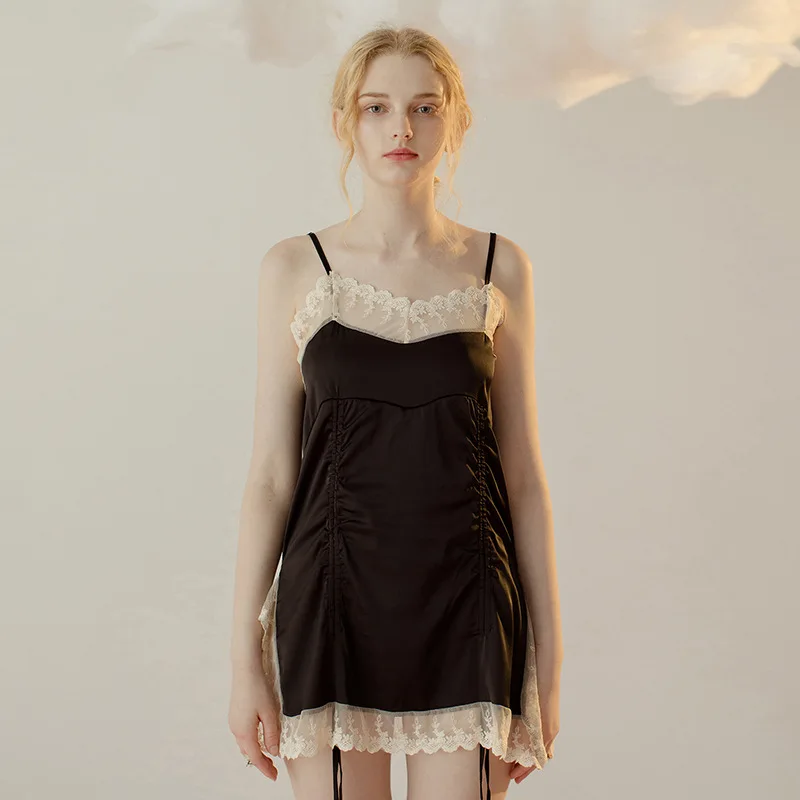 

Соблазнительные кружевные комплекты ночного халата в стиле пэчворк, женские ночные рубашки, сетчатая длинная ночная рубашка, женская одежд...