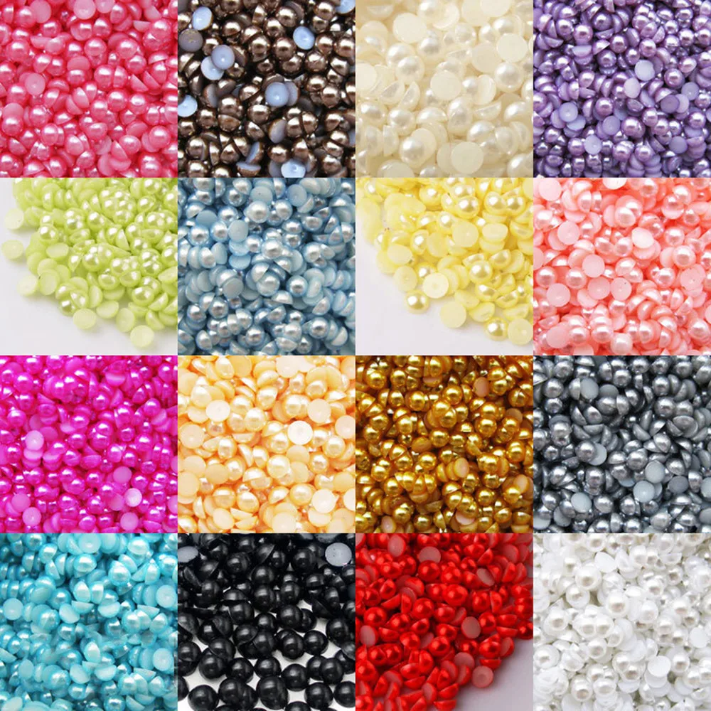 

2mm-14mm LargePackage Solid Color Flat Bottom Semicircle ABS Imitation Pearl DIY Pearl Clothing Nail Jewelry