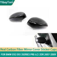 2pcs Real Carbon Fiber Side Mirror Cover Caps Sticker Add-on For BMW E92 E93 3Series 328i 335i 325i PRE-LCI 2DR 2007 2008 2009