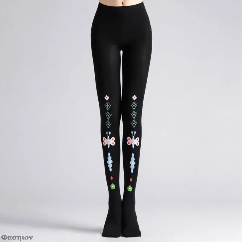 

Новинка, женские колготки в китайском стиле, Колготки с принтом лотоса и бабочки, женские удобные колготки, колготки для девушек