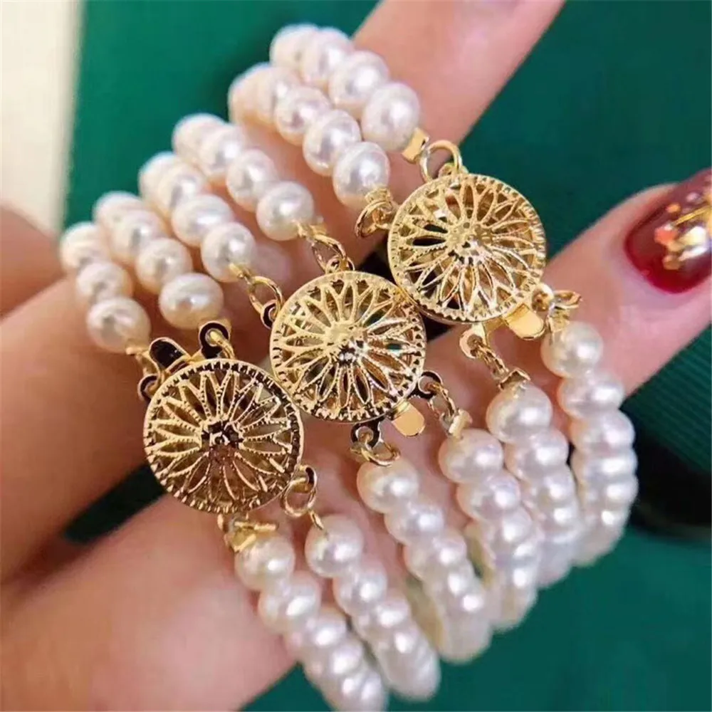 

S925 Sterling silver double breasted natural pearl necklace sweater chain fashion version of the buckle