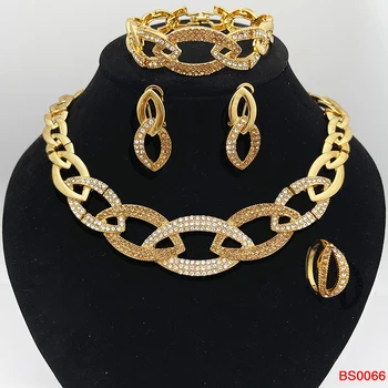 Necklace And Earrings For Women Gold Plated Oval Shaped Rhinestone Pendant Necklace Bracelet Ring Jewelry set Free Shipping