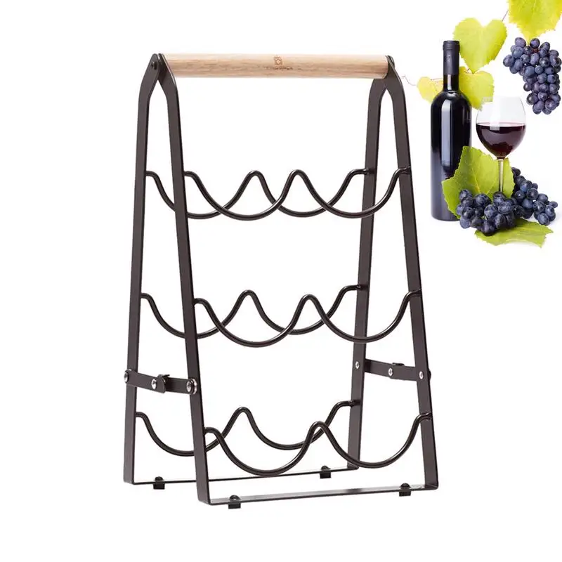 

Metal Wine Rack Countertop Freestanding Wine Bottle Stand Display Rack Small Wine Holder To Hold 6 Wine Bottles For Kitchen